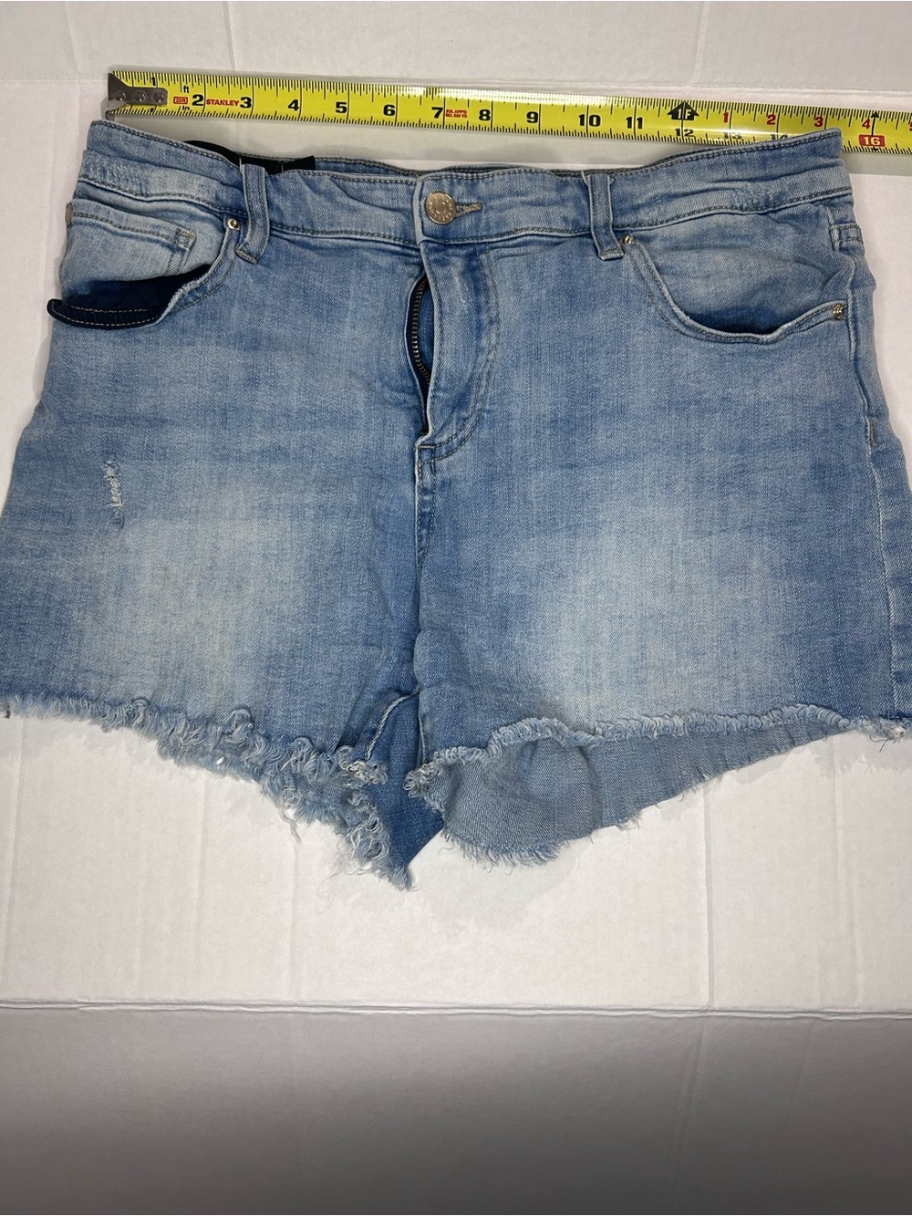 A/X Armani Exchange Light Blue Frayed Denim Cutoff Shorts